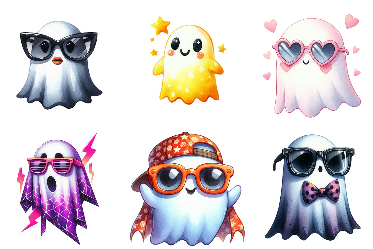 Sassy Shades Ghost Halloween Clipart, an Illustration by DreamArtGraphic (Photo 2 of 5)