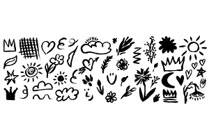 Grunge ink brush strokes elements, an Illustration by Mila Di Art