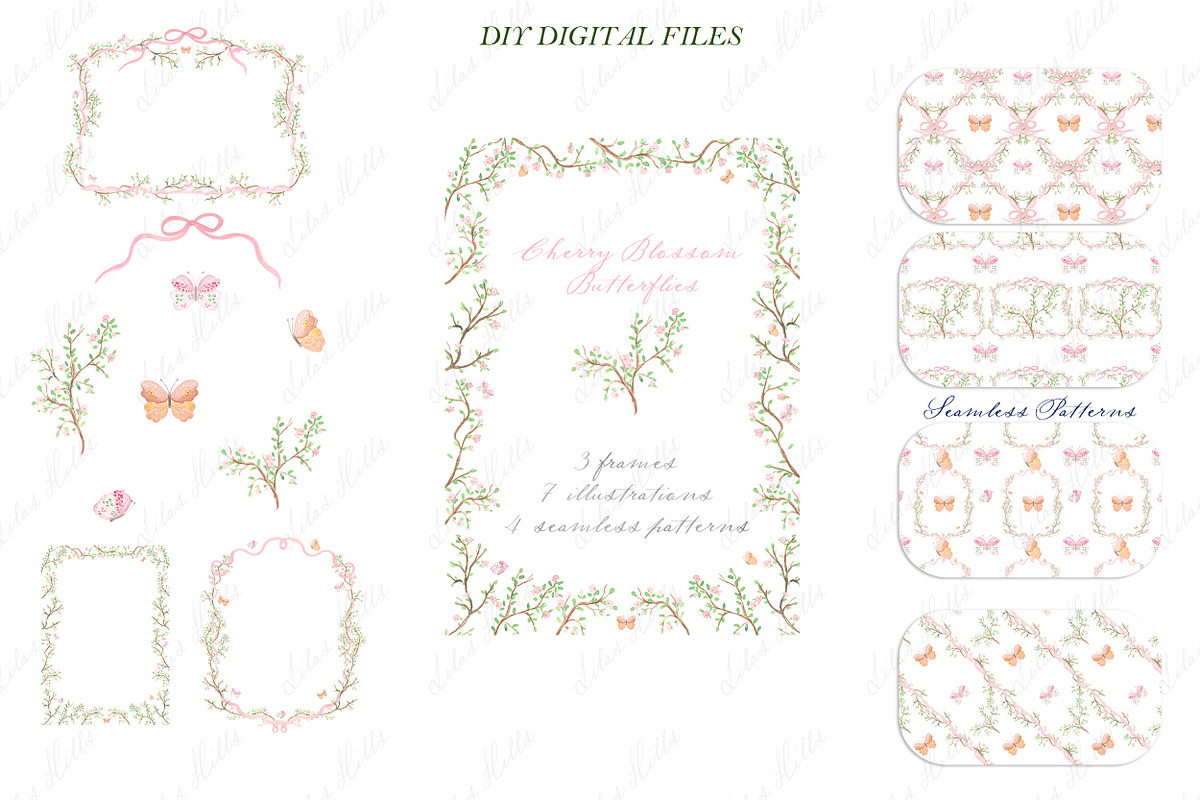 Cherry Blossom Butterfly Chinoiserie, a Graphic by LABFcreations (Photo 2 of 4)