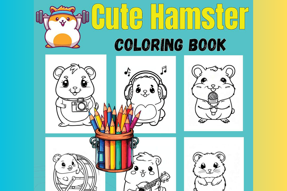 Cute Hamster Coloring Pages for Kids, an Animal Illustration by Sourcedigi (Photo 1 of 3)
