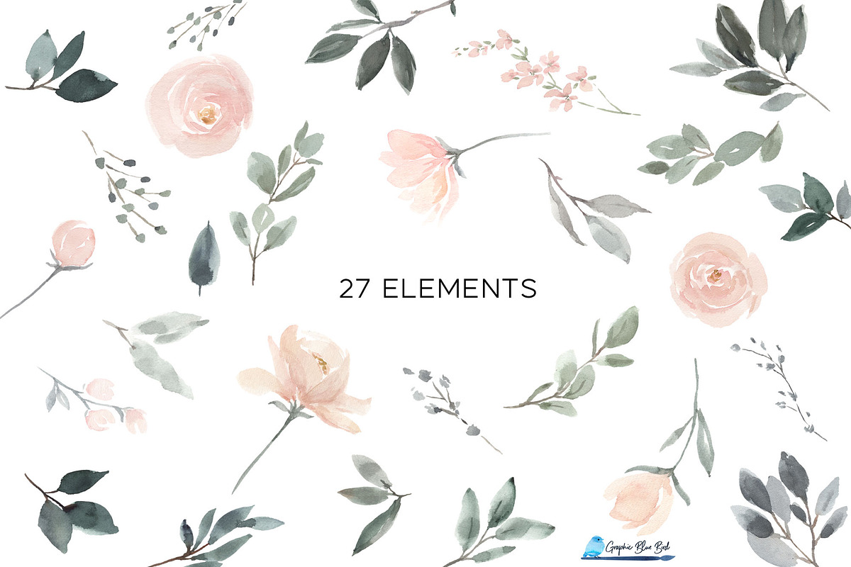 Pink, Beige and Grey Florals, an Illustration by Graphic Blue Bird (Photo 2 of 6)