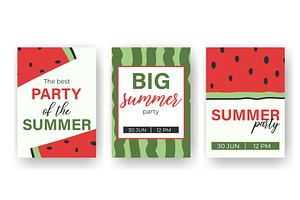 Summer Party Flyer Set Vector