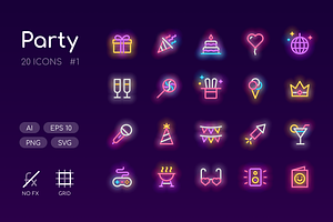 Party - Neon Icons