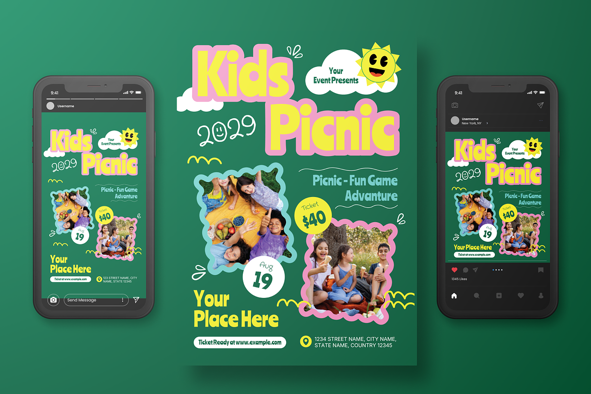 Kids Picnic Flyer Set, a Flyer Template by Annora Studio (Photo 3 of 6)