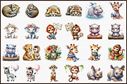 Watercolor Safari Baby Animals Clipa, an Illustration by Sublimation Artist (Thumbnail 3 of 6)