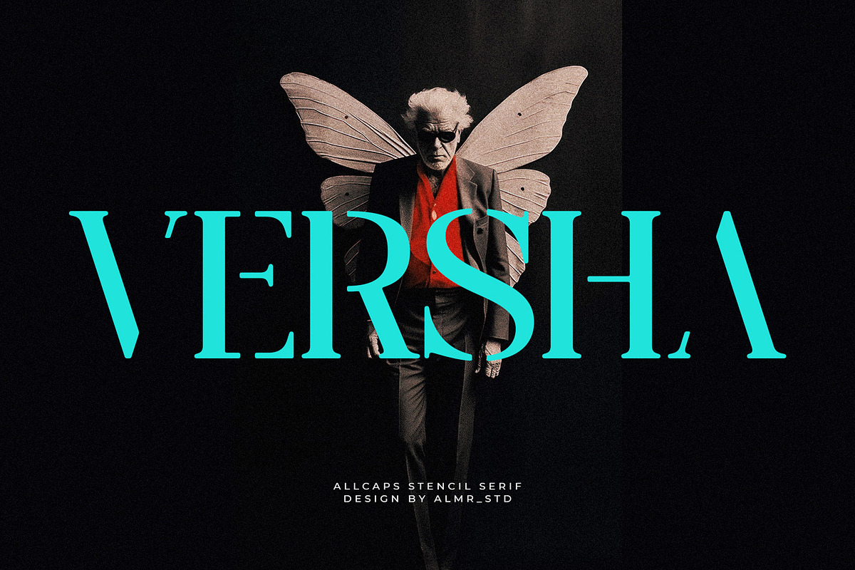 Versha - Stencil Serif Font, a Serif Font by Almeera Std (Photo 1 of 6)