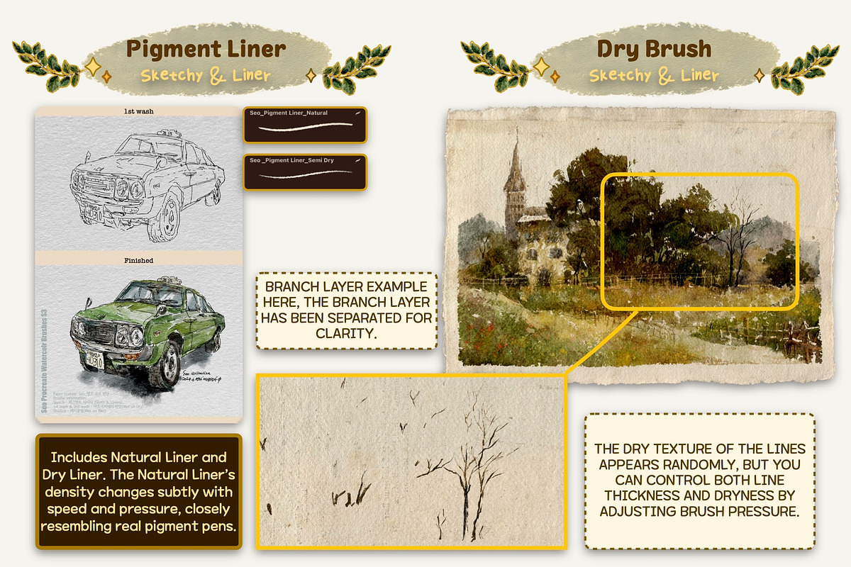 Authentic WATERCOLOR BRUSHES by Seo, a Brushes & More by Illustration by Seo (Photo 18 of 33)