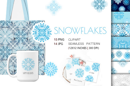 Snowflakes clipart and pattern