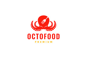 octopus food fork cooking logo, a Branding & Logo Template by devastd