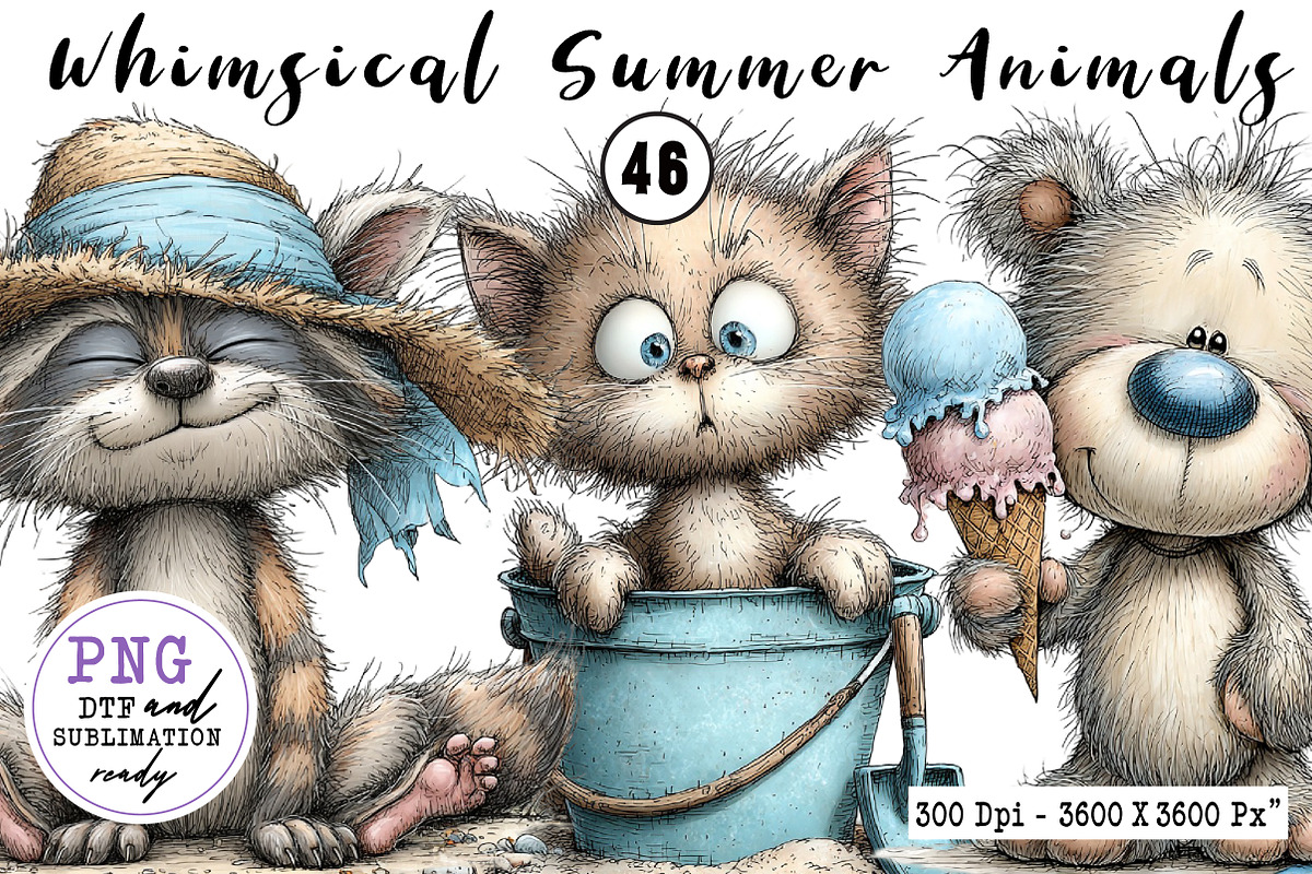 Whimsical Summer Animals Clipart, an Animal Illustration by CreationArt (Photo 1 of 7)