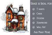 Christmas Victorian Houses Clipart, an Illustration by Pixels.Craft (Thumbnail 3 of 6)
