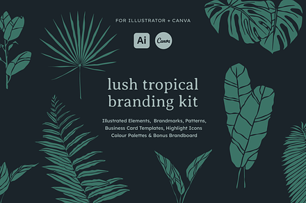 Lush Tropical Branding Elements Kit
