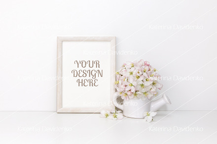 Frame MockUp with flowers, vertical, a Background Photo by Bubert Art