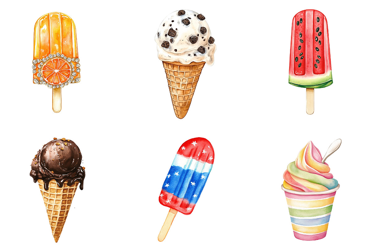 Summer Ice Cream Sublimation Clipart, a Seasonal Illustration by DreamArtGraphic (Photo 3 of 4)