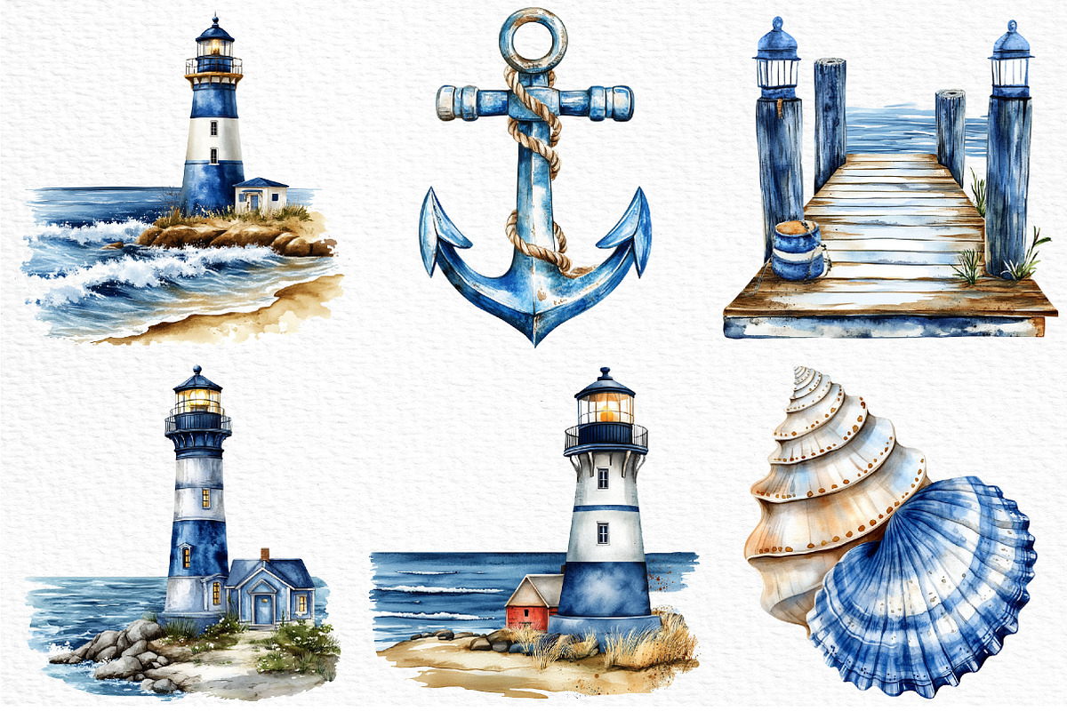 Watercolor Nautical clipart, an Illustration by Craft Nest (Photo 5 of 6)
