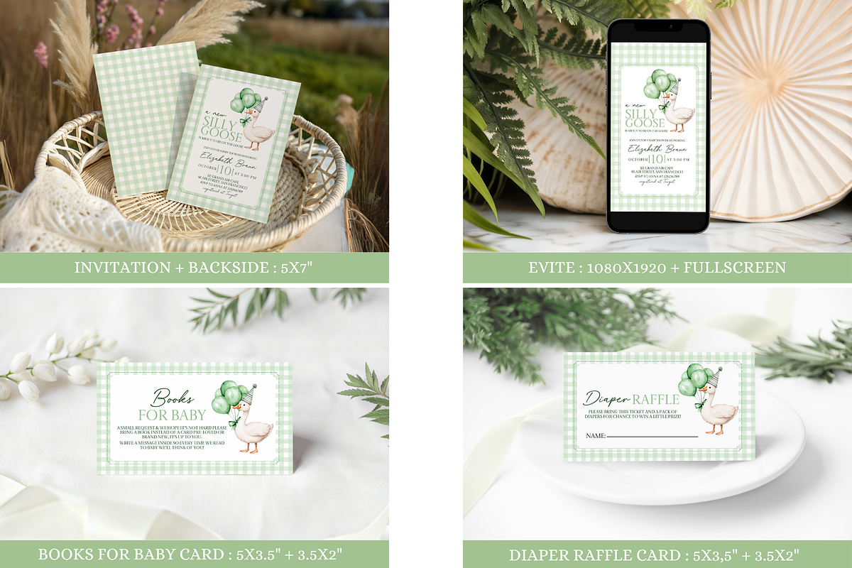 Silly Goose Baby Shower Bundle, an Invitation Template by Digital_Mind (Photo 2 of 9)