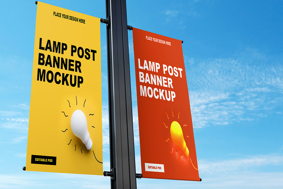 Lamp Post Banner Mockup, a Product Mockup by Designbuys (Photo 16 of 20)