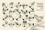 Vintage Engraved Hands Vector Set, a Person Illustration by Retro Graphic Box (Thumbnail 1 of 8)