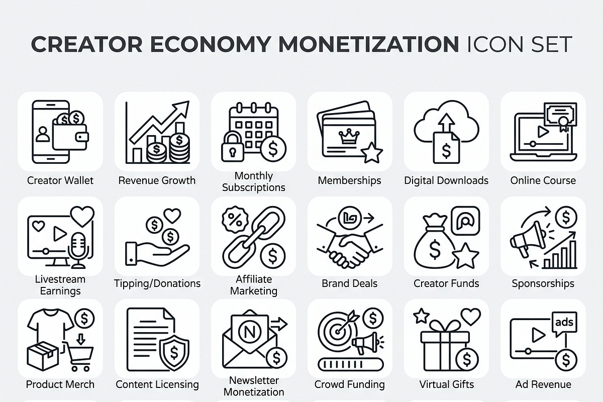 Bundles Creator Monetization Icons, an Outline Icon by adenpinkstore (Photo 2 of 10)