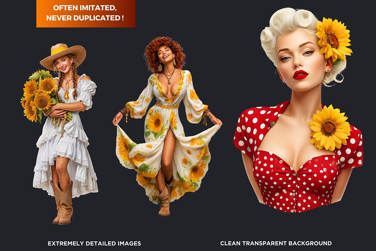 Sunflower Beauties Complete Cliparts, a Person Illustration by ThatsDesignArt (Photo 3 of 16)