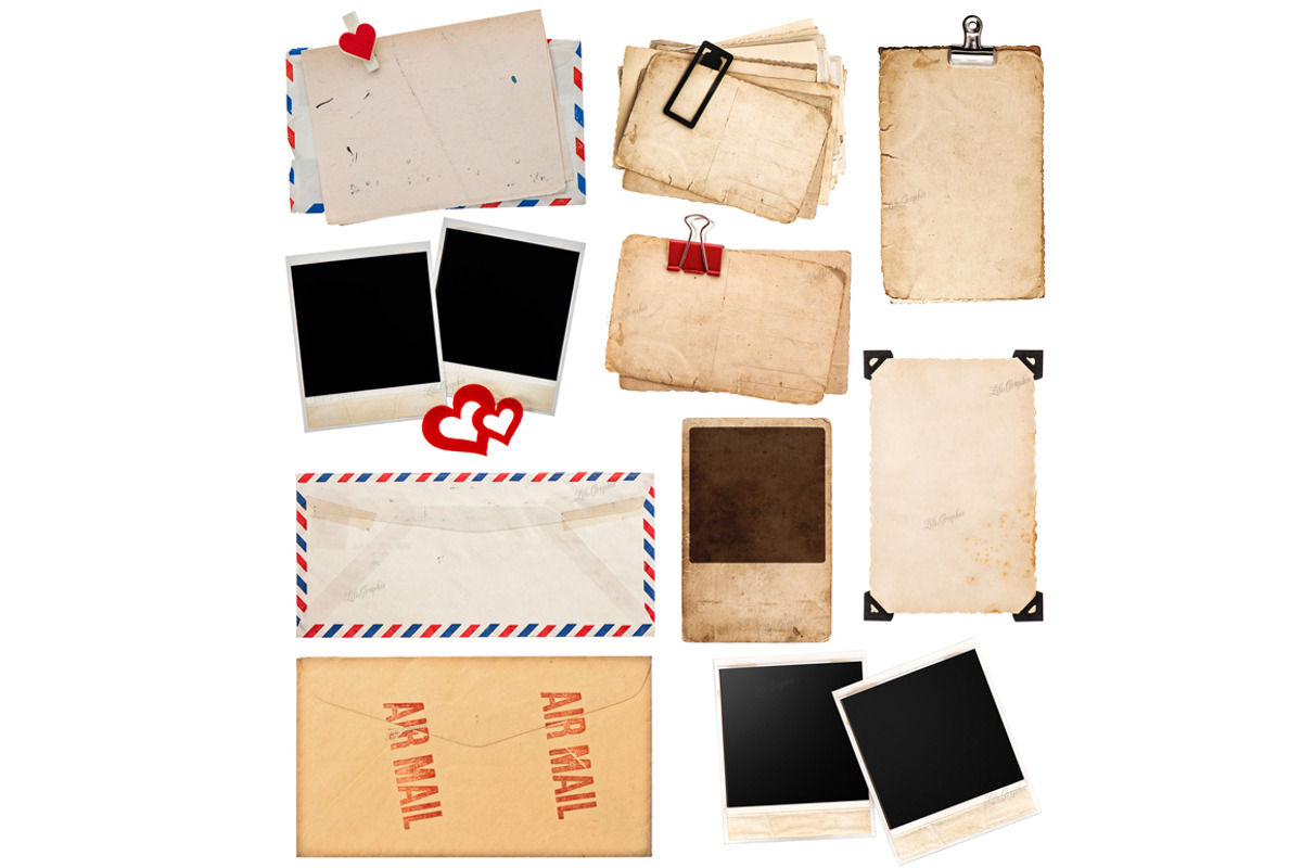 vintage papers and postcards