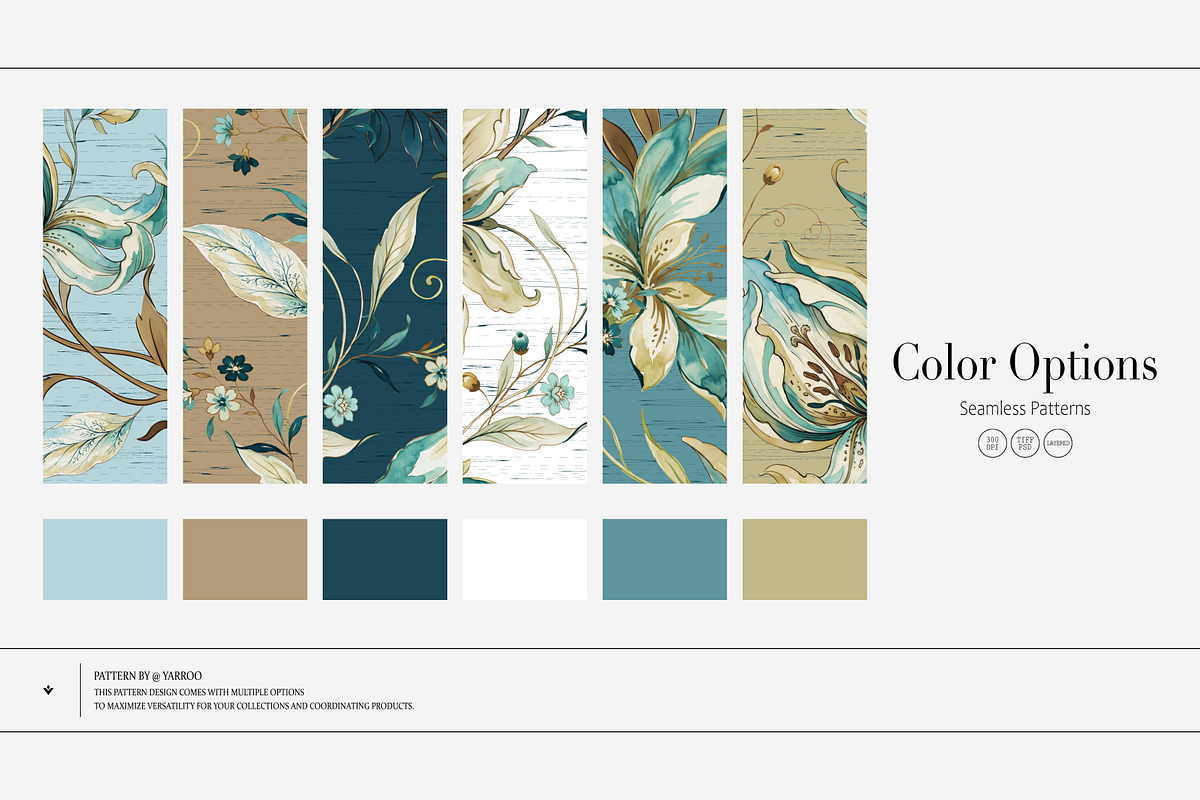 BOTANICAL CHINTZ_ WATERCOLOR PATTERN, a Pattern Graphic by YARROO (Photo 13 of 13)