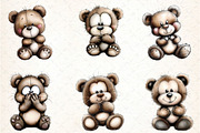 Cute Teddy Bear Emotions Clipart, an Illustration by DreamCafeArt (Thumbnail 3 of 8)