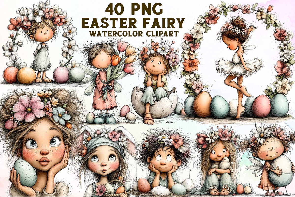 Whimsical Easter Fairy Clipart, an Illustration by Sublimation Artist (Photo 1 of 7)