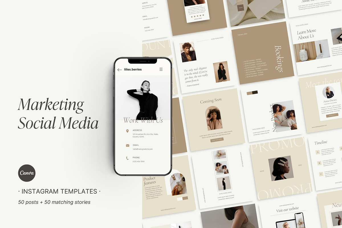 Luxury Aesthetic Instagram templates, a Social Media Template by LiliesandBerries (Photo 2 of 17)