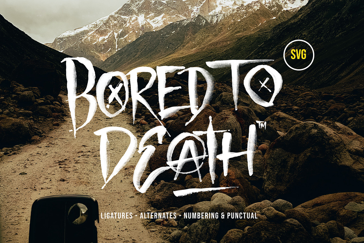 Bored To Death Regular + SVG, a Font by Fortunes Co (Photo 2 of 15)