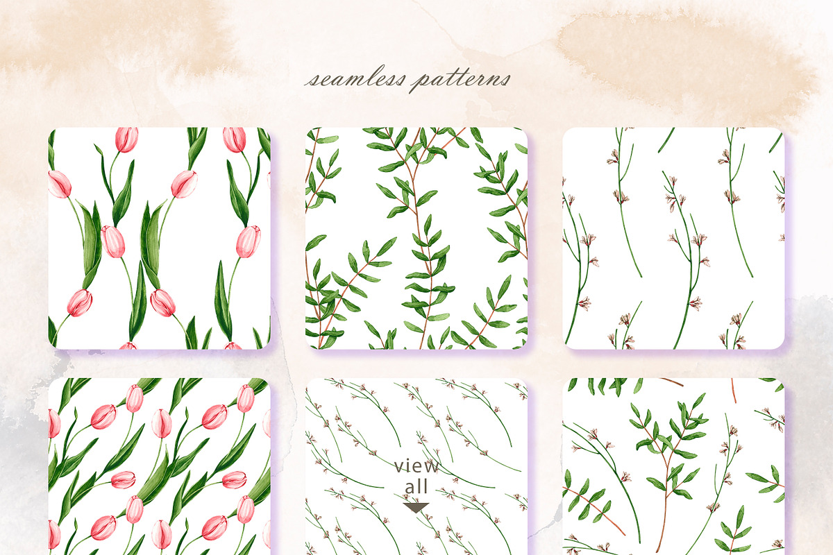 Blooming tulips. Watercolor set, a Pattern Graphic by Ola_Vola (Photo 4 of 9)