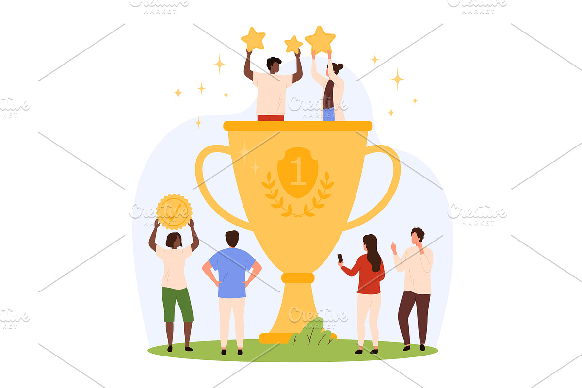 Victory, teamwork goal achievement, a Person Illustration by Flashvector