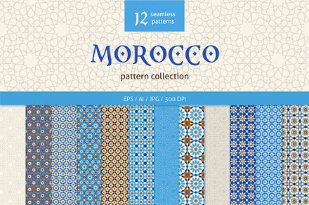 Moroccan mosaic seamless patterns