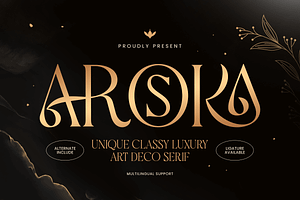 Aroska - Unique Luxury Art Deco Font, a Serif Font by Sensatype