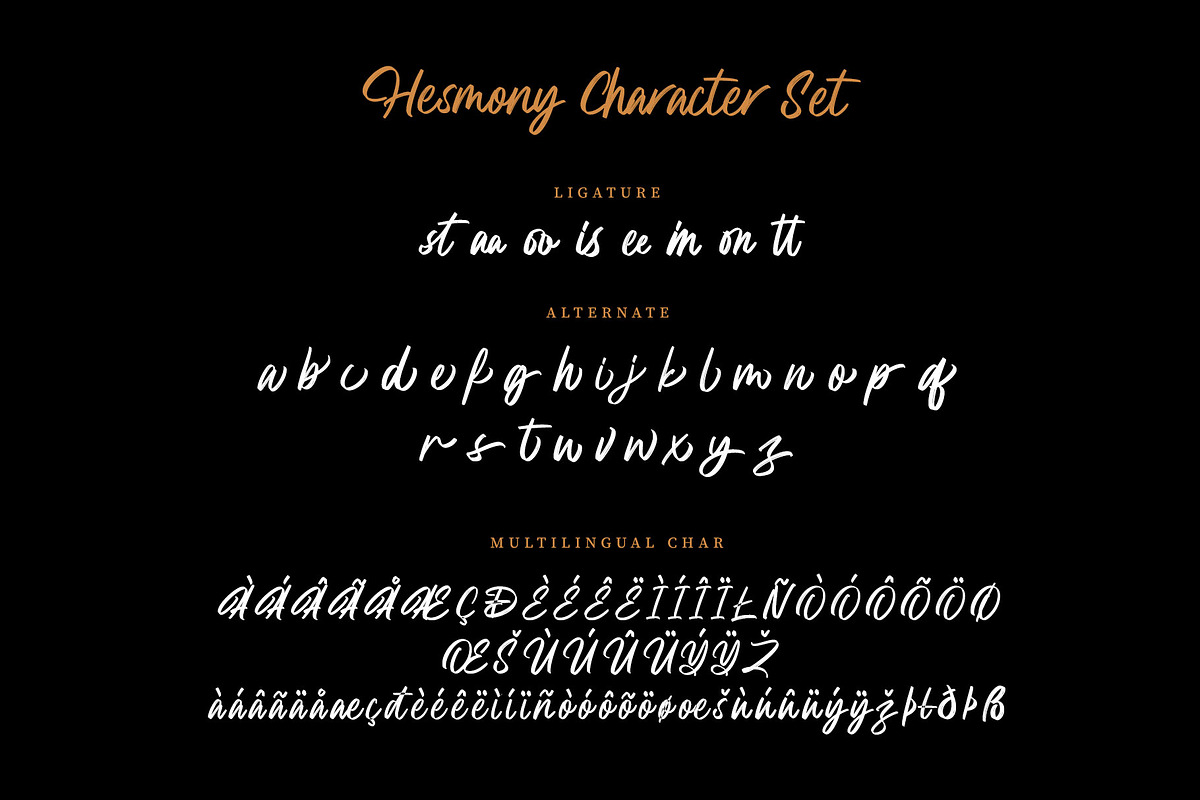 Hesmony Modern Brush Script Font, a Script Font by RantautypeStudio (Photo 15 of 15)