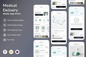 Medical Delivery Mobile App UI Kit, an UI Kit Template by Betush