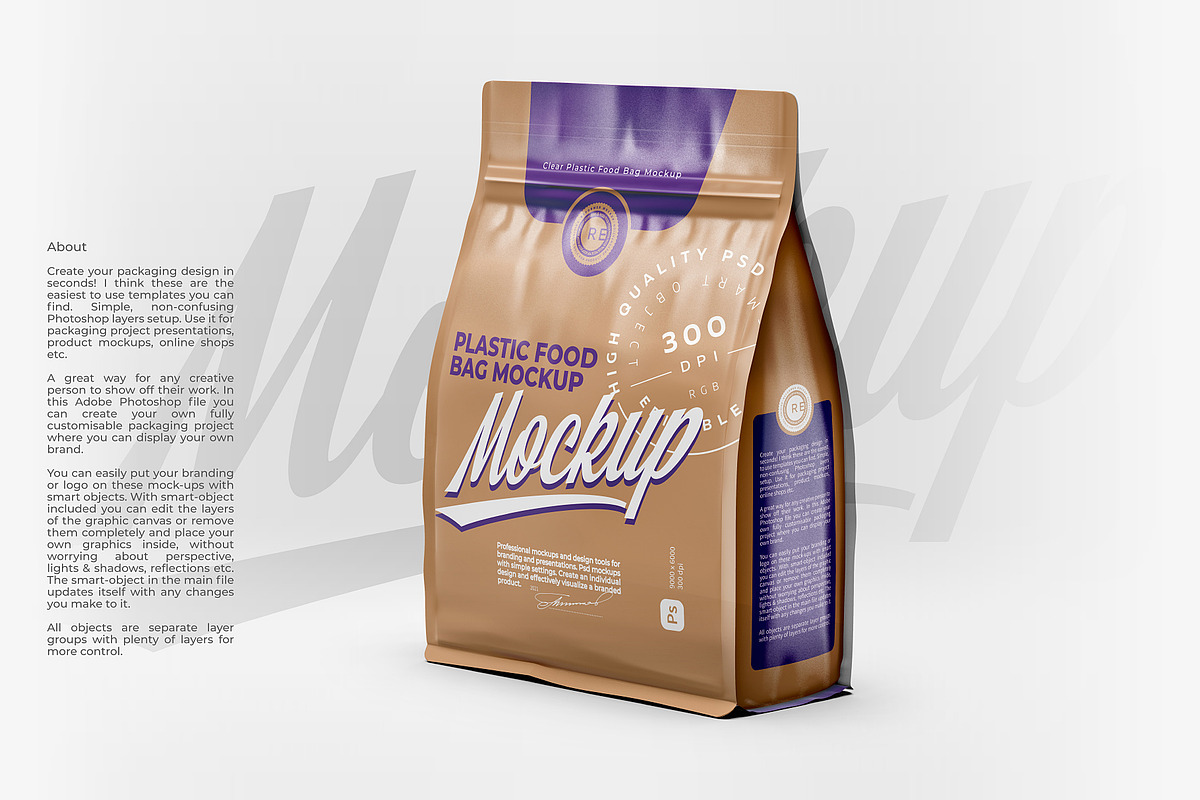 Plastic Bag With Dumplings Mockup, a Packaging Mockup by Reformer Mockup (Photo 1 of 6)