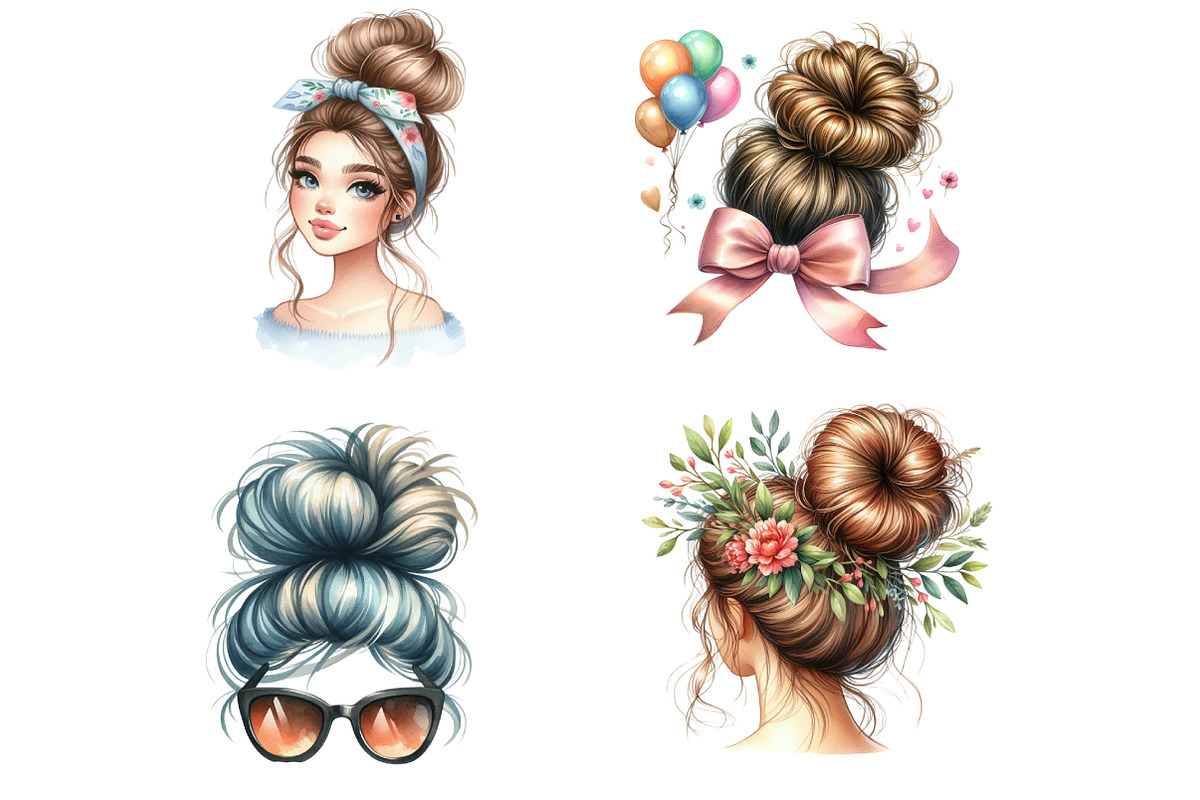 Mothers Day Messy Bun Clipart, a Seasonal Illustration by DreamArtGraphic (Photo 4 of 4)