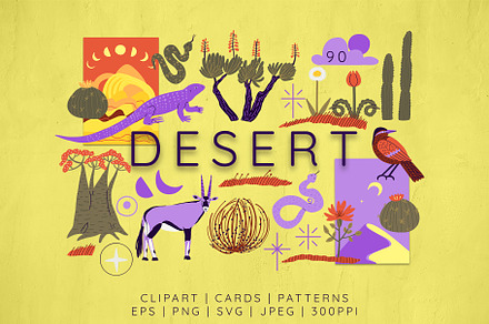 DESERT: clipart, cards, patterns