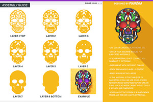 Sugar Skull 3D Layered SVG Cut File