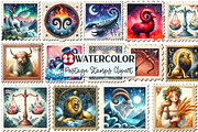 Zodiac Postage Stamps Clipart, an Illustration by Rose Art (Thumbnail 1 of 4)
