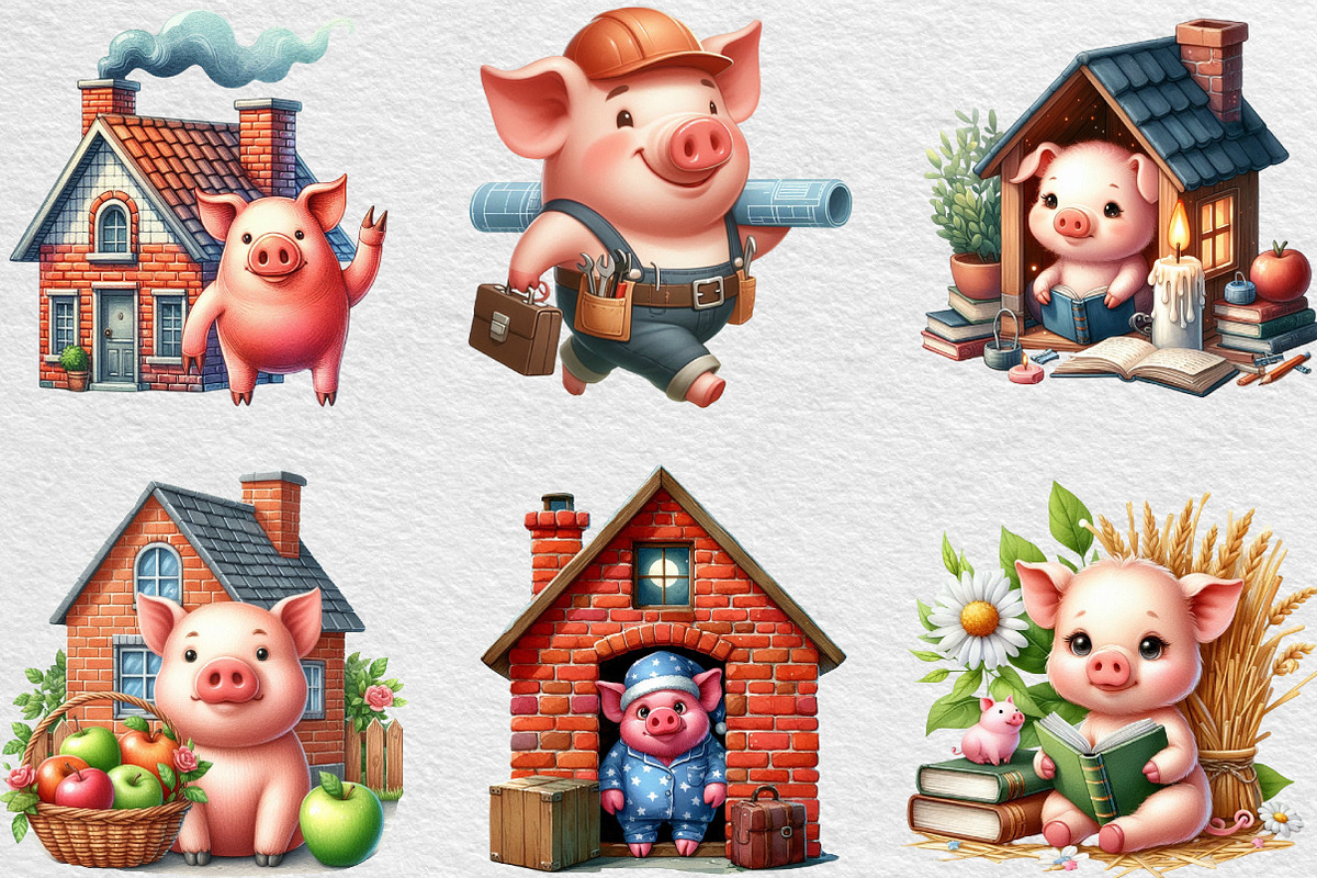 Three Little Pigs Clipart, an Illustration by Black Bird Studio (Photo 6 of 6)