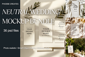 Neutral Wedding Mockup Bundle of 36