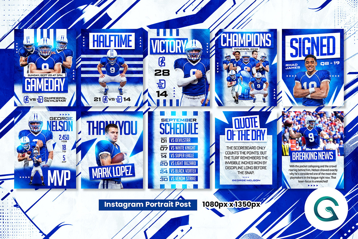 American Football Social Media Pack, a Social Media Template by Geelator Studio (Photo 2 of 4)
