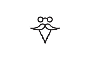 Lines Beard And Mustache Man Logo