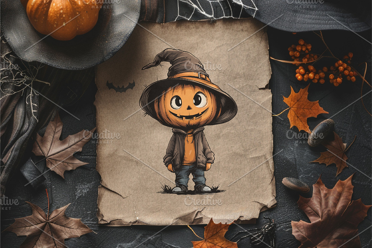 Cute Halloween Jack. TShirt Sticker., an Animal Illustration by KENO Mascots (Photo 7 of 10)