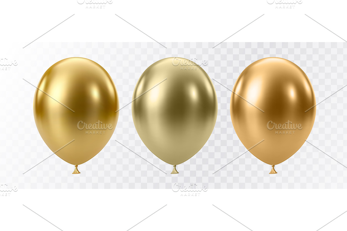 Luxury 3D gold realistic balloons, an Object Illustration by Quarta