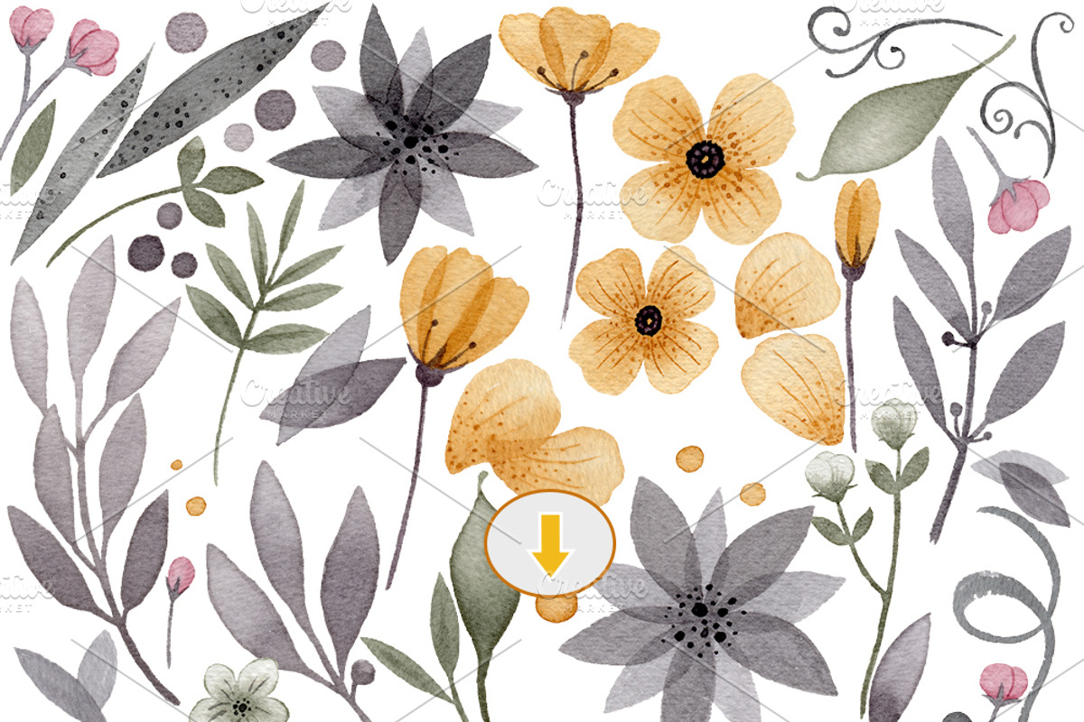 Watercolor Flowers Elements, an Illustration by Watercolor Nomads (Photo 3 of 3)