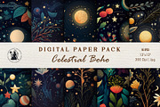 Celestial Boho Digital Paper, a Background Graphic by Pawsitively Aesthetic (Thumbnail 1 of 4)