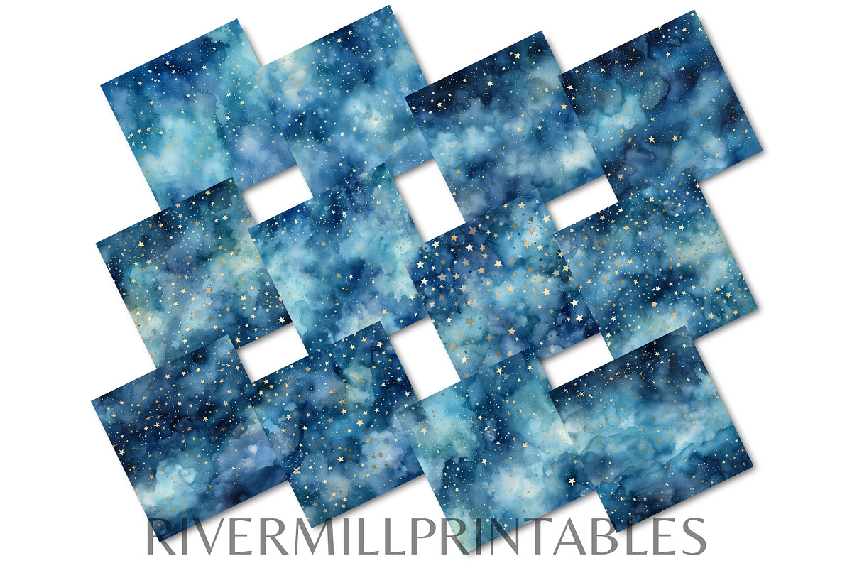 Starry Night Sky Digital Paper Pack, a Decorative Illustration by Rivermill Printables (Photo 2 of 2)